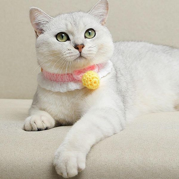 

pet cat dog collars necklace hand cotton knitted collar soft comfortable cute choker decoration supplies costumes