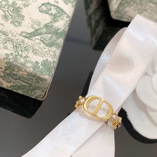 

70% off family pearl letter women's ring with adjustable metal brass 2021 new fashion personalized women, Golden;silver