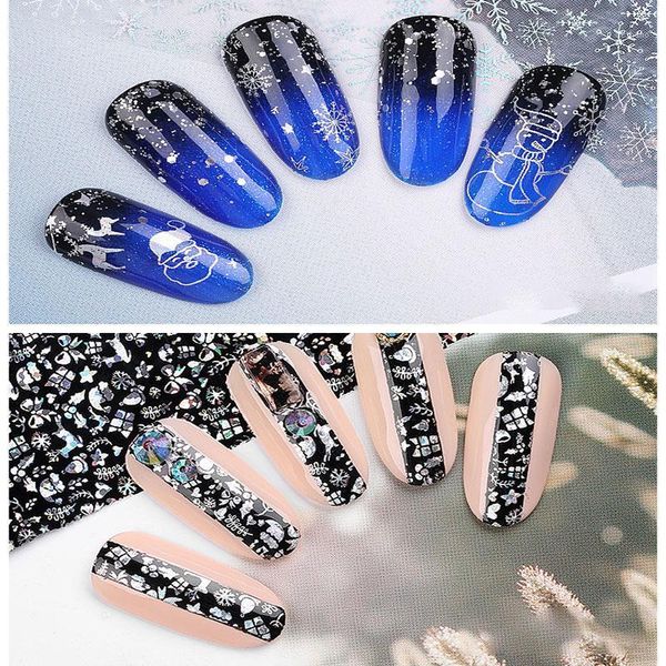 

rolls/set christmas decor snowflake nails sequins nail art glitters sticker1, Black