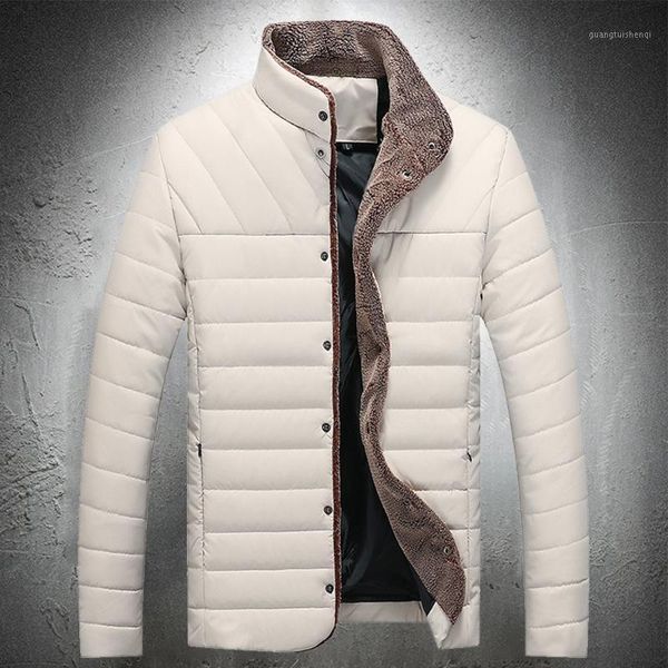 

men's down & parkas autumn jacket men casual bubble cotton padded coat stand collar slim fit fashion outwear fall clothes male 2021, Black