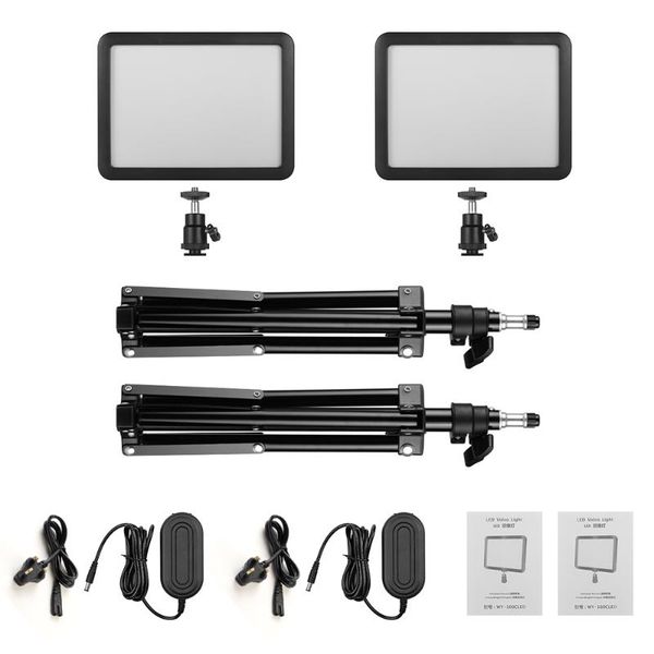 

andoer pography selfie studio outdoor light kit with led video panel fill-in lamp dimmable 3300k-5600k stands flash heads