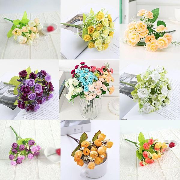 

heads / 1 pack of various silk tea roses bridal bouquets home christmas wedding diy year decoration artificial fake plant decorative flowers
