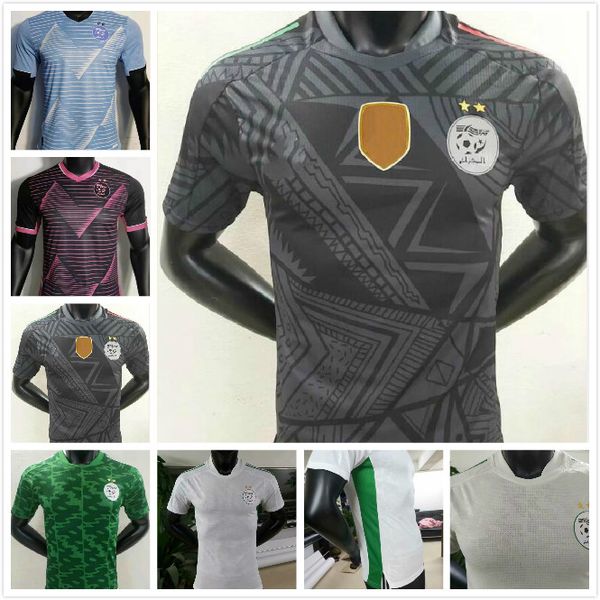 

algerie soccer jersey player version 2021 2022 home away mahrez bounedjah feghouli bennacer atal 21 22 algeria maillot de foot, Black;yellow