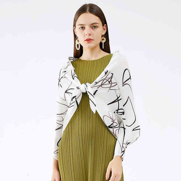 

miyake attached female sunscreen cardigan three quarters upper sleeve autumn shawl abstract short coat, Black;brown