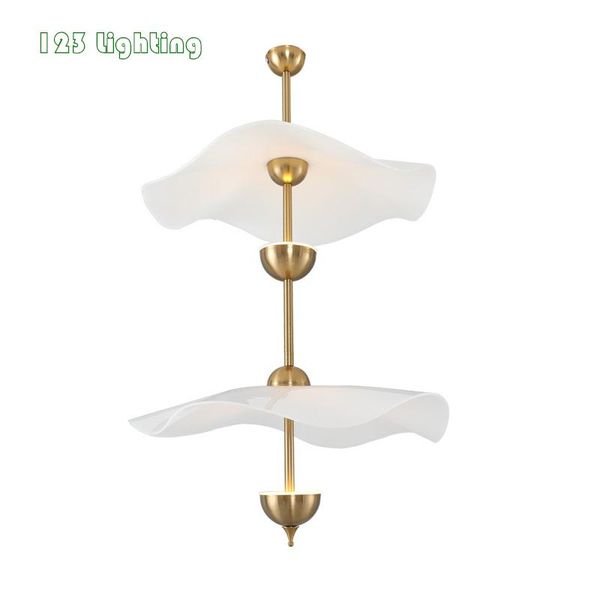 

nordic led chandeliers lighting living room restaurant lamp gold metal acrylic lotus leaf home decoration light fixtures