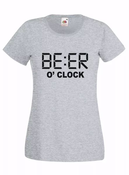 

t-shirt shirt women j1649 beer o'clock is always the hour of beer, White;black