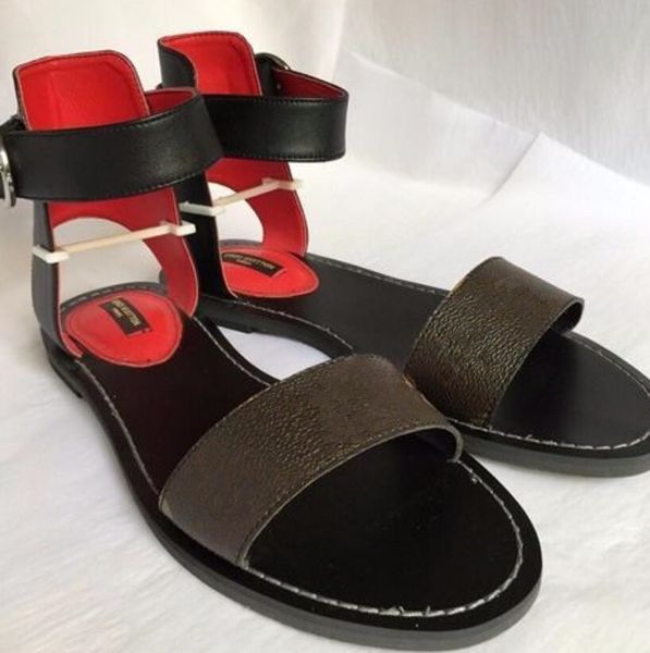 

classic letter women's roman sandals brand design female summer vacation lace-up slippers luxury designer high-flat-heel flip flops lad, Black