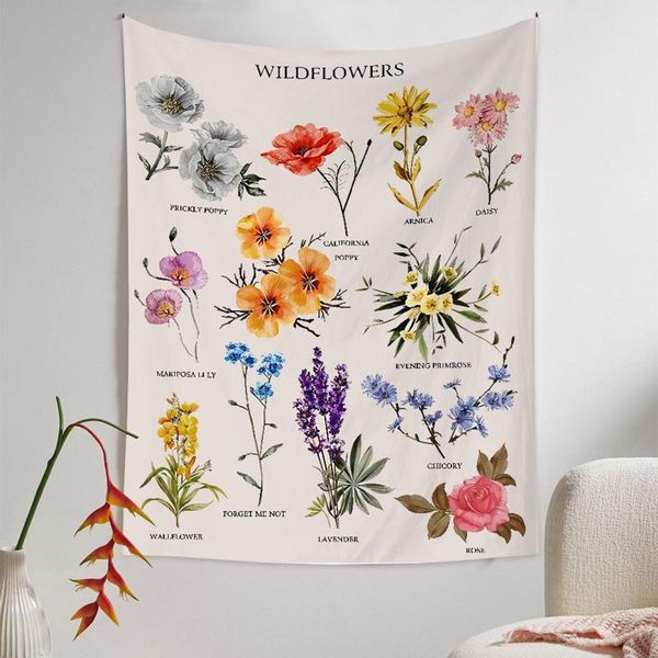 

tapestries wildflowers tapestry wall hanging floral plants reference chart for home