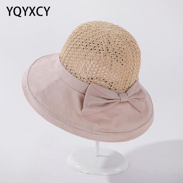 

bucket hat women summer sunscreen bowknot fisherman cap outdoor korean foldable sun female gorro wide brim hats, Blue;gray