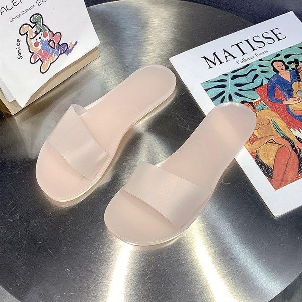 

transparent women's slippers summer fashion sandals all-match casual and comfort multi-color flat shoes beach, Black