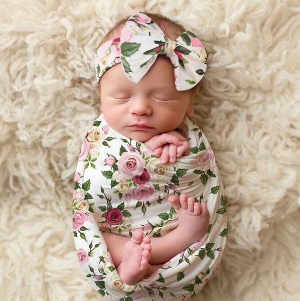 

a886 florals infant baby swaddle wrap blanket wraps blankets nursery bedding babies wrapped cloth with headband p props