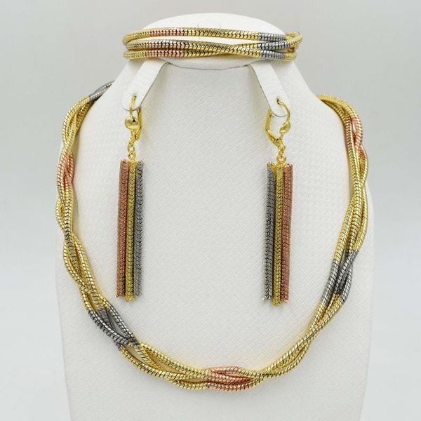 

earrings & necklace 2021 italy 750 jewelry sets fashion parure bijoux femme dubai arican china choker, Silver