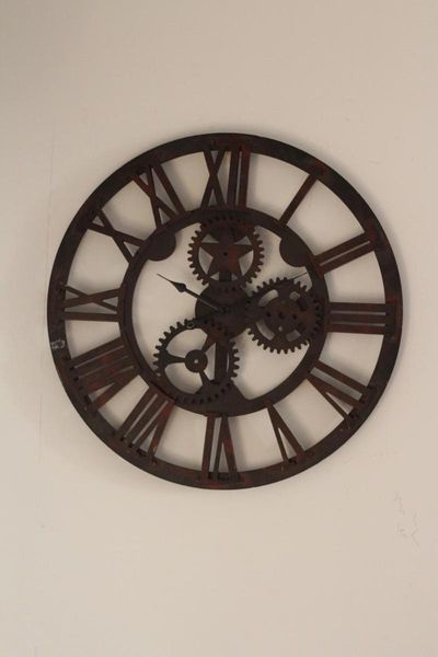 

wall clocks 24" inch noiseless silent gear clock wooden