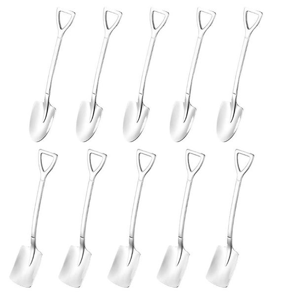 

spoons 10pcs stainless steel shovel spoon for coffee tea kitchen gadget and accessories silver gold color dessert
