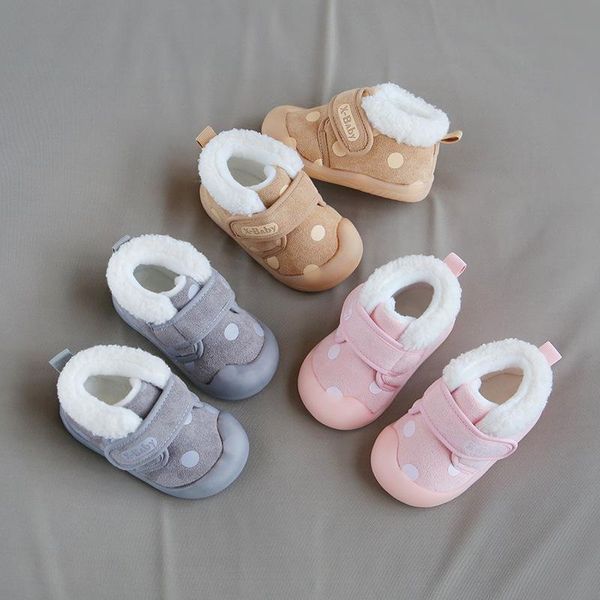 

first walkers 2021 winter kids shoes baby girls boys snow boots toddler cotton soft bottom non-slip warm plush sneakers slb008