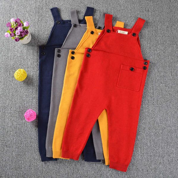 

infant newborn baby boys girls knit pants overalls clothes autumn winter baby boys girls braces trousers, Blue