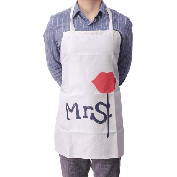 

cotton linen patterned apron oilproof and dirt proof hanging neck kitchen cooking (rose) aprons
