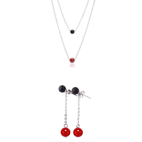Perline di pietra di energia naturale Collana di orecchini fatti a mano Set di gioielli da 2 pezzi per decorazioni di compleanno per club di feste per donne