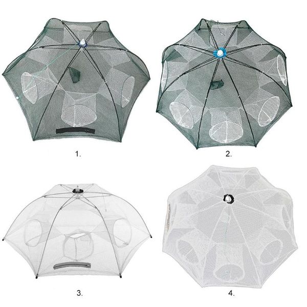 

6/8 holes automatic fishing net shrimp cage nylon foldable crab fish trap cast crawfish pot accessories