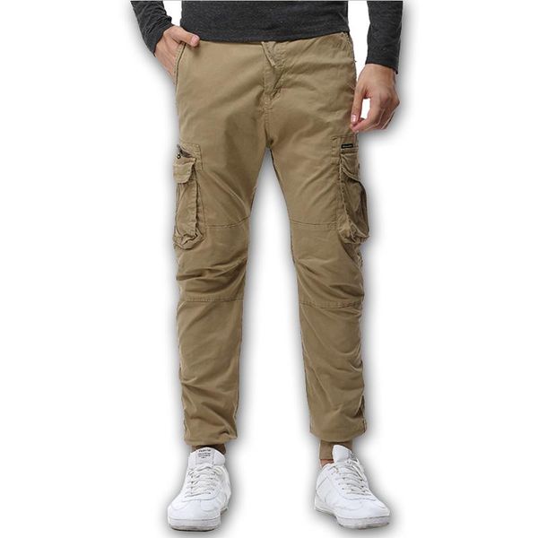 

mens casual pants trousers 2021 joggers spring and autumn men's pure color leisure foot leggings khaki black