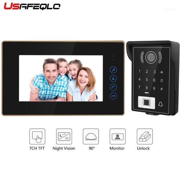 

keyboard key 7 lcd fingerprint video door phone intercom system wth access control 1 camera monitor11