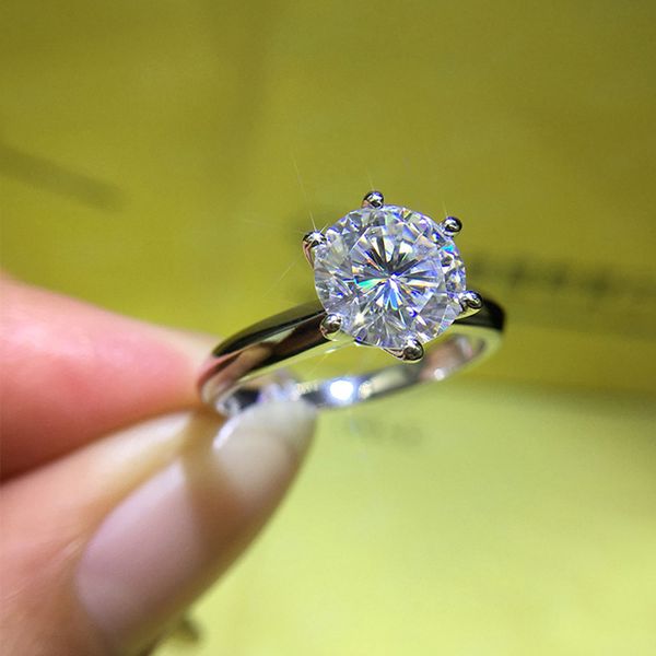 

high version wedding ring 925 silver 6 prong setting 0.5-3 karat diamond rings for engagement lovers proposal gift jewelry, Slivery;golden