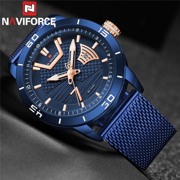 

wristwatches naviforce men watch sport waterproof man wristwatch military stainless steel quartz business male clock 9155, Slivery;brown