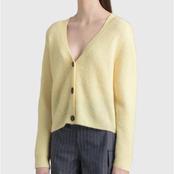 

women's knits & tees 2021 v-neck pure color knit cardigan mohair sweater women, White