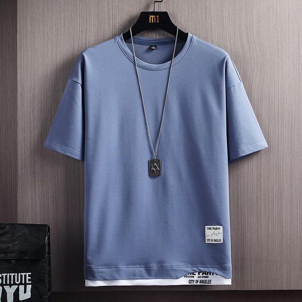

men's t-shirts 4 colors short sleeve t-shirt summer fashion patchwork tshirt men classic o-neck harajuku male tee shirt, White;black