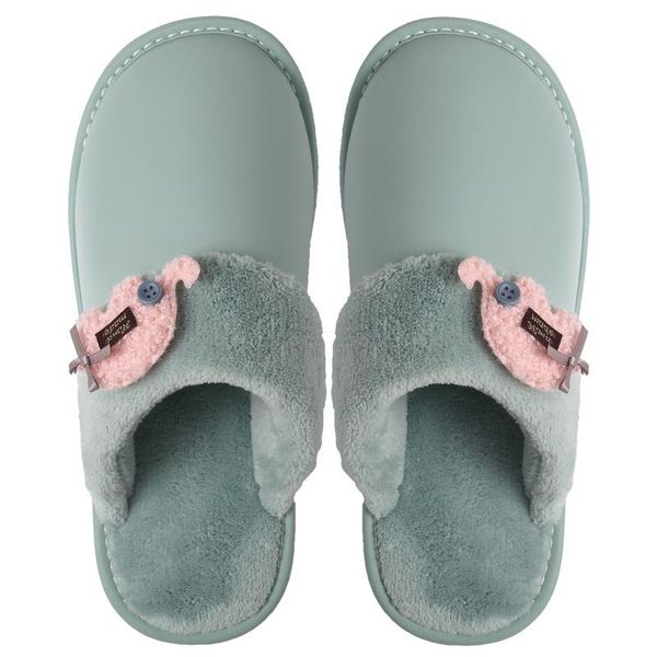 

women's slippers for home microfiber leather indoor warm fur women comfortable winter velvet shoes, Black