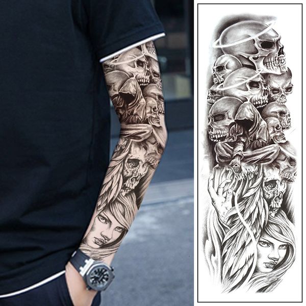 

skull head flower arm tattoo paste waterproof durable simulation