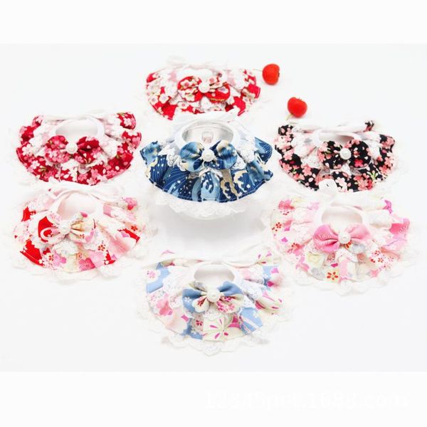 

pet bib pure cotton and tuyere water towel lace dog cat collar costumes