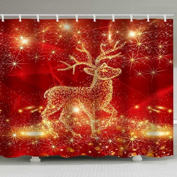 

christmasshower curtain elk printed bathroom toilet waterproof bath curtains with 12 hooks shower