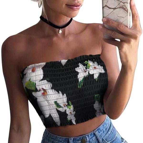 

women's tanks & camis women beach sleeveless fashion printed slim fit off shoulder summer crop top, White