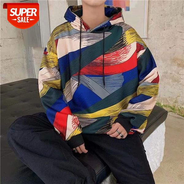 

2019 japanese men's doodle printing round neck pullover hoodies cotton long sleeve loose coats casual sweatshirts size m-xl #bu07, Black