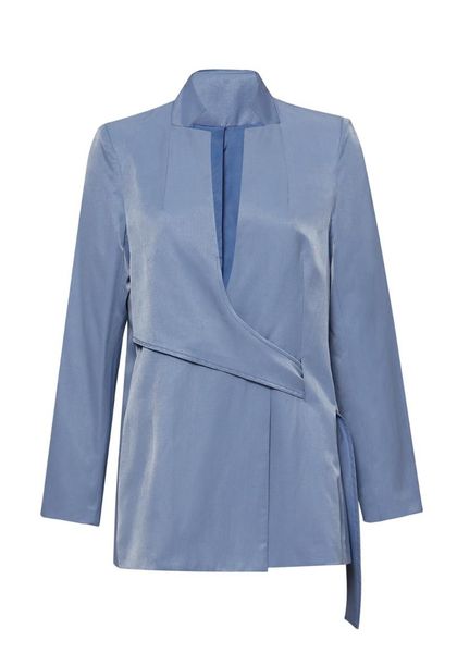 

women's suits & blazers long sleeve notched collar wrap solid blazer, White;black