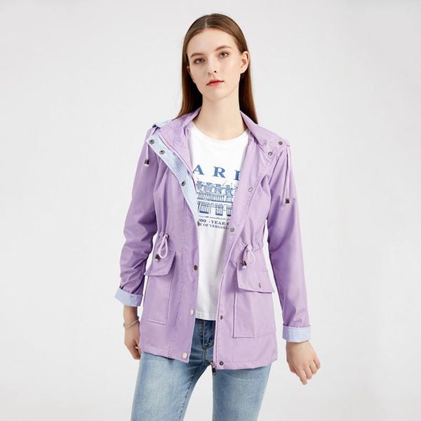 

women's trench coats women windbreaker hooded woman clothes long-sleeved removable hood coat loose outwear fashionable casual wholesale, Tan;black