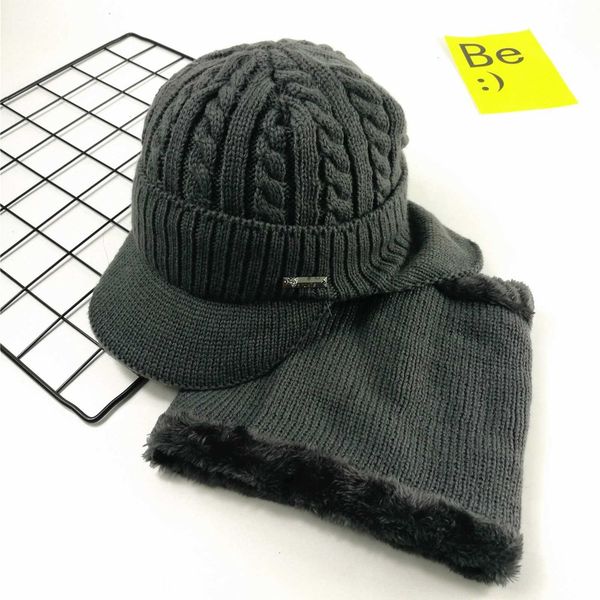 

men's winter knitted plush thickened warm cover youth cotton ear cap wool hat winter, Black;white