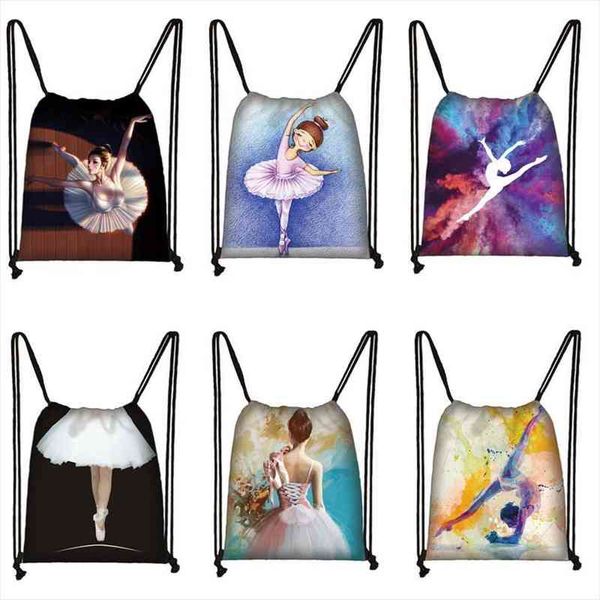 

elegent ballet dancing girls drawstring bag women fashion storage bags teenager backpack kids bookbag shoes