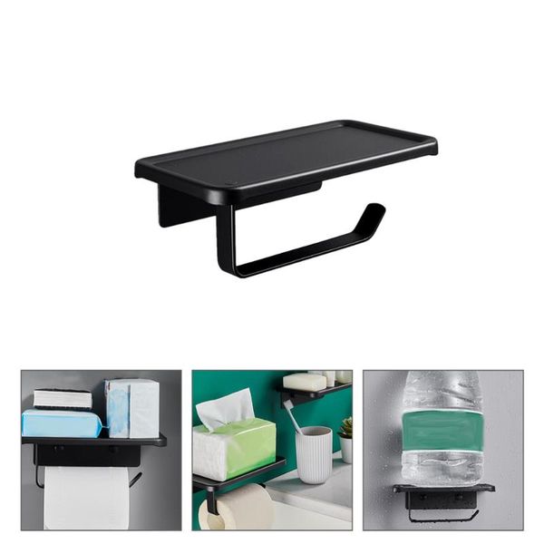 

toilet paper holders 1pc aluminum alloy roll bracket storage holder (black)
