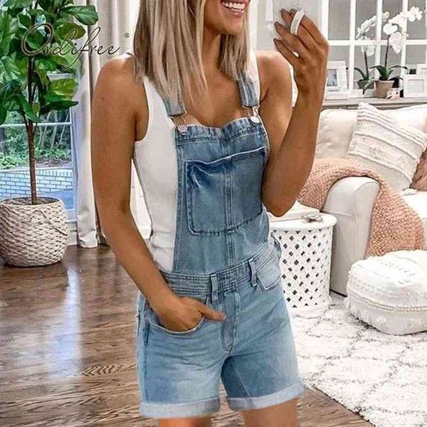 

summer women denim casual shorts overalls strap jeans playsuit jumpsuit rompers 210415, Black;white