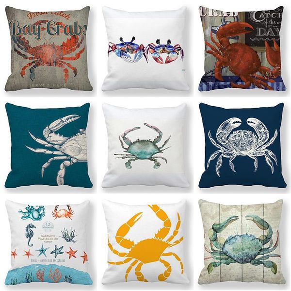 

45*45cm watercolor crab beautiful marine animals painting super soft throw cushion cover home decoration living room pillowcase cushion/deco