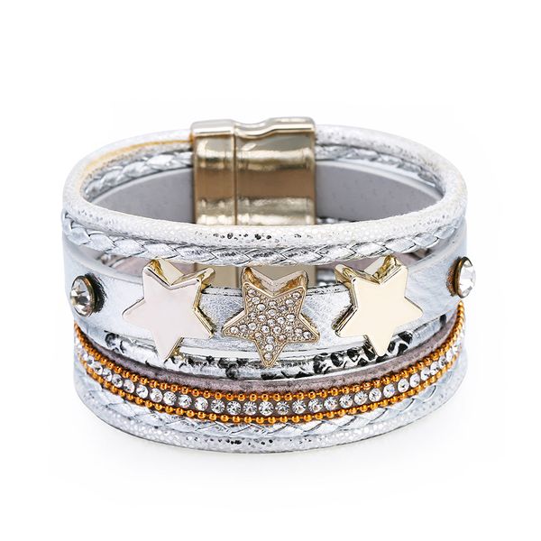 

selling fashion bohemian multi-layer bracelet fashion exquisite star pattern wide edge bracelet, Black