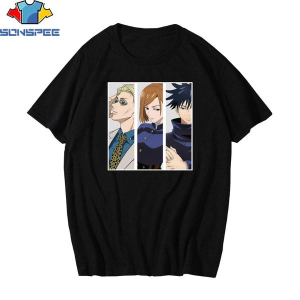

men's t-shirts sonspee t-shirt harajuku anime jujutsu kaisen t shirt summer black graphic cartoon tee fun tshirt, White;black