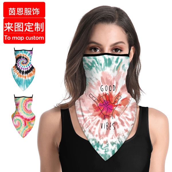 

dyed tie and printed triangular face towel protective magic