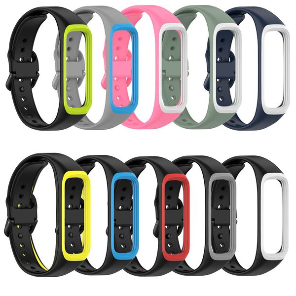 Banda de pulso de pulseira de pulseira de silicone colorido para Samsung Galaxy Fit2 SM-R220 Smart Watch Substituição Strap Unisex Wristbansstrap