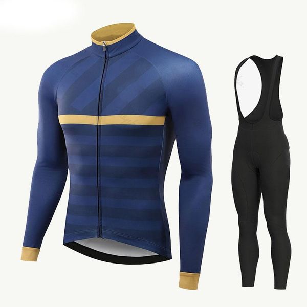 

racing sets 2021 autumn cycling jersey kits pro team men long sleeve breathable sportswear ropa quick dry mtb bike, Black;blue