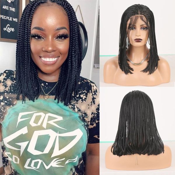 

synthetic wigs rongduoyi middle part braided box braids wig black hair color lace front for women high temperature