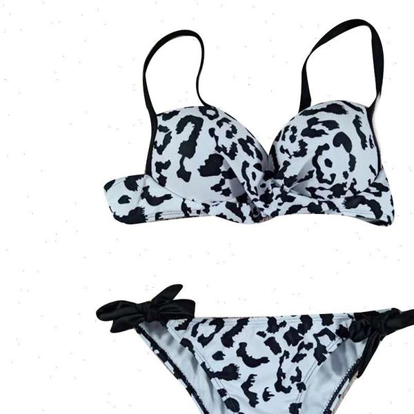 

leopard patchwork set summer womens tracksuits bikini push up pad swimwear bathing beachwear polyester mar1, Gray