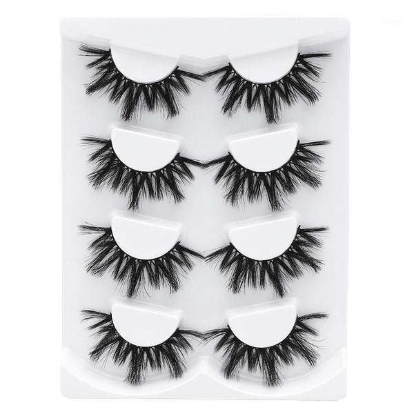 

4pairs faux mink eyelashes 15~20mm natural extension long lasting thicking handmade silk charming makeup false lashes1